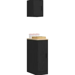 vidaXL Armarios 2 uds para garaje madera de ingeniería Negro Discount