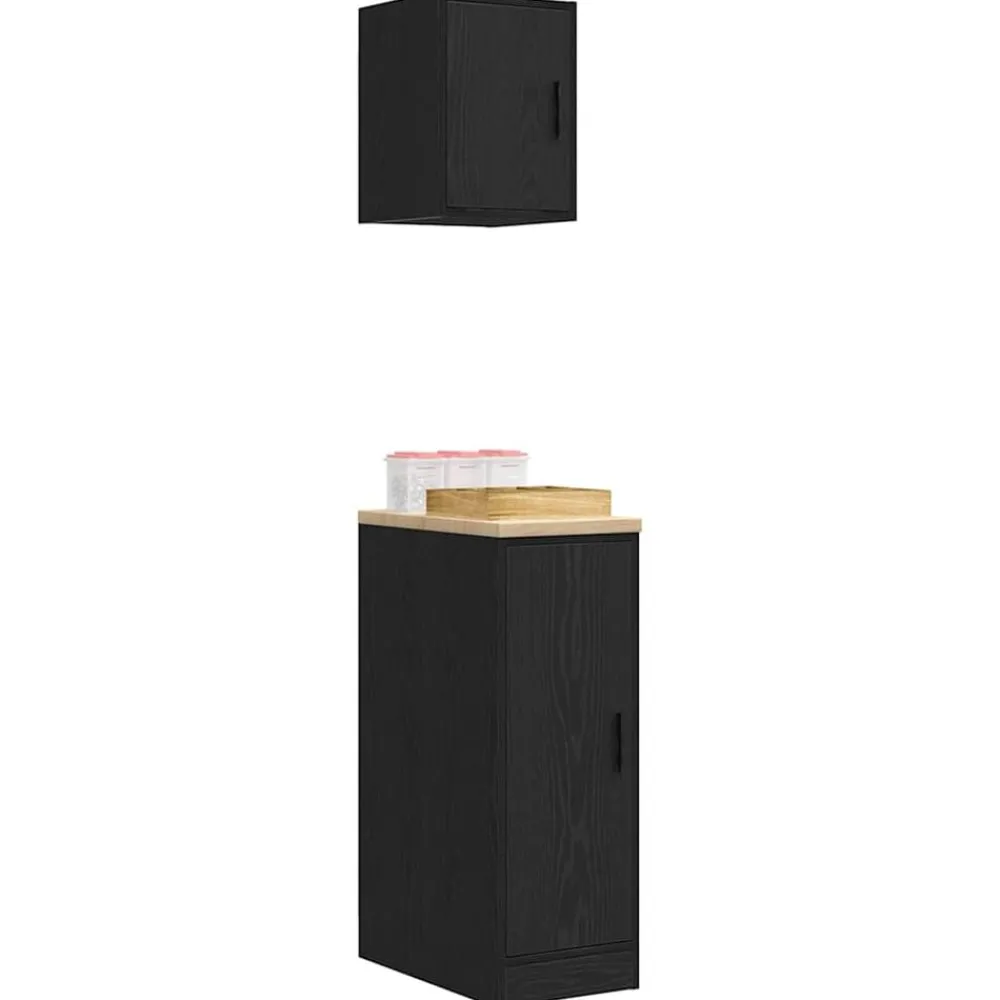 vidaXL Armarios 2 uds para garaje madera de ingeniería Negro Discount