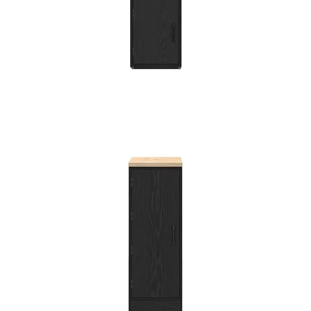 vidaXL Armarios 2 uds para garaje madera de ingeniería Negro Discount