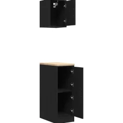 vidaXL Armarios 2 uds para garaje madera de ingeniería Negro Discount
