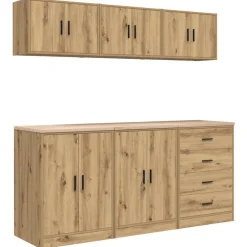 vidaXL Armarios 6 uds para garaje madera ingeniería artesanal roble artisian oak Sale