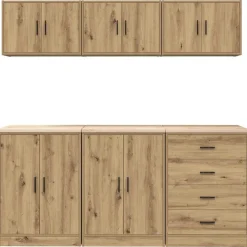 vidaXL Armarios 6 uds para garaje madera ingeniería artesanal roble artisian oak Sale