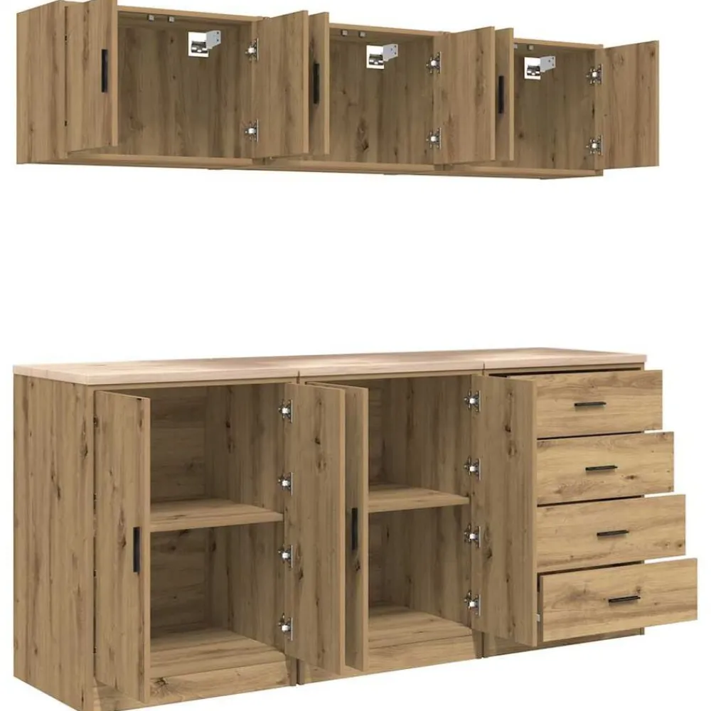 vidaXL Armarios 6 uds para garaje madera ingeniería artesanal roble artisian oak Sale
