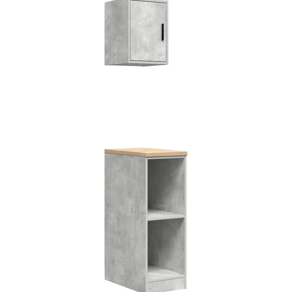 vidaXL Armarios 2 uds para garaje madera de ingeniería ris hormigón Gris hormigón Clearance