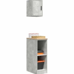 vidaXL Armarios 2 uds para garaje madera de ingeniería ris hormigón Gris hormigón Clearance