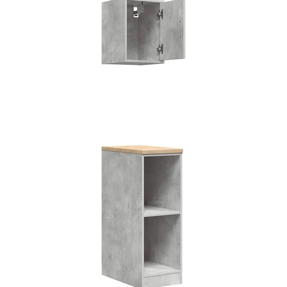 vidaXL Armarios 2 uds para garaje madera de ingeniería ris hormigón Gris hormigón Clearance