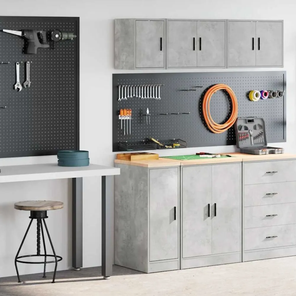 vidaXL Armarios 2 uds para garaje madera de ingeniería ris hormigón Gris hormigón Hot