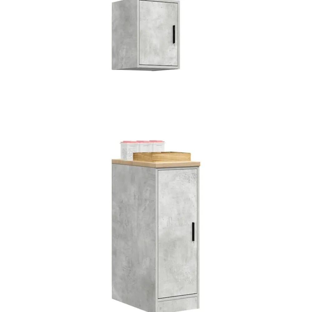 vidaXL Armarios 2 uds para garaje madera de ingeniería ris hormigón Gris hormigón Hot
