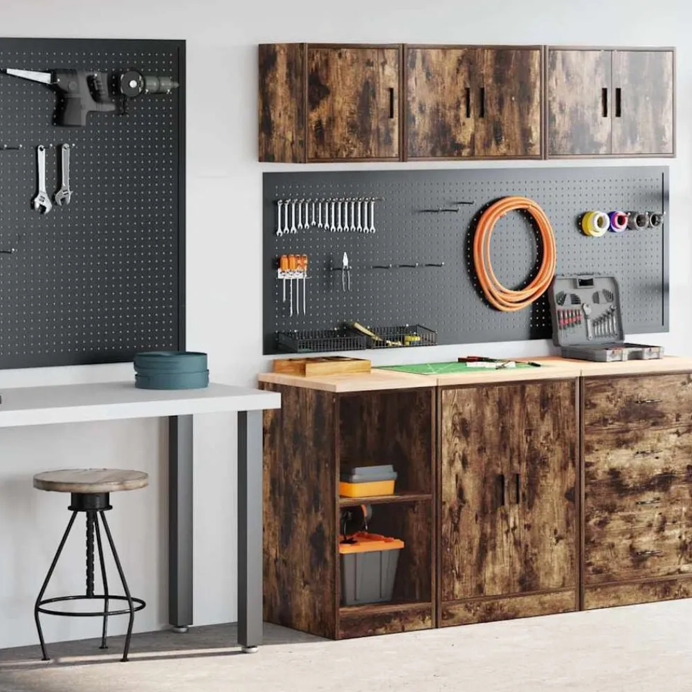 vidaXL Almacenamiento Industrial-Armarios 2 uds para garaje madera ingeniería