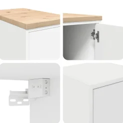 vidaXL Armarios 2 uds para garaje madera de ingeniería Blanco