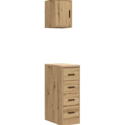 vidaXL Almacenamiento Industrial-Armarios 2 uds para garaje madera ingeniería artesanal roble