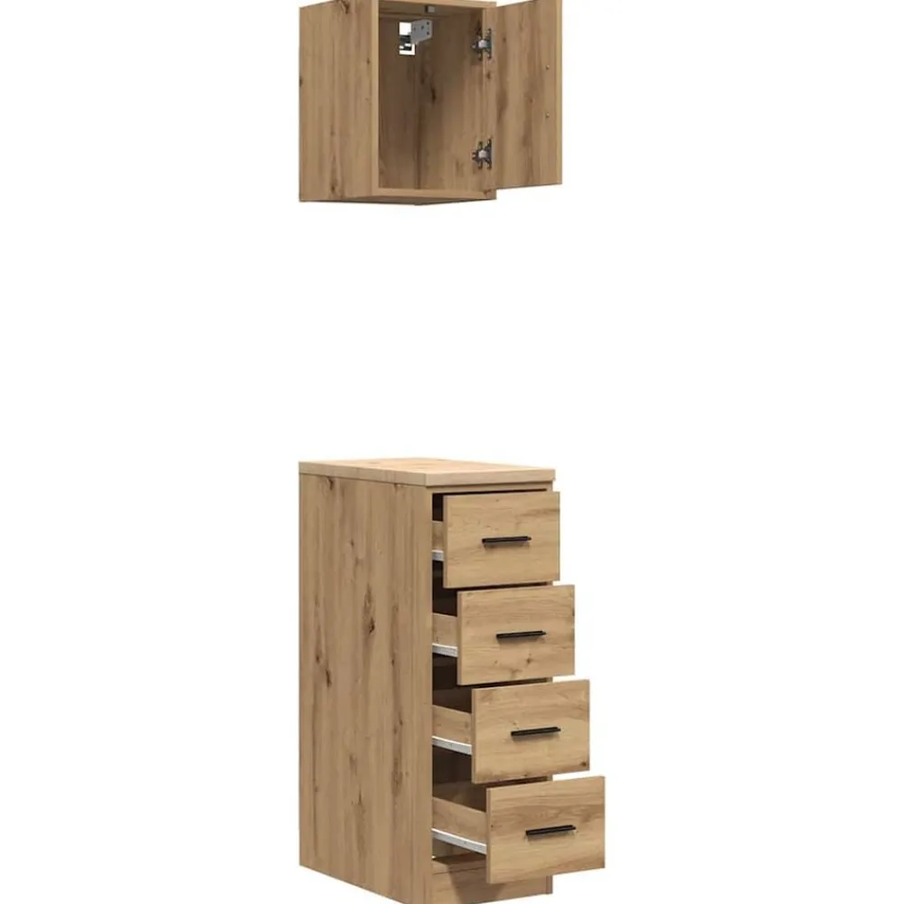 vidaXL Almacenamiento Industrial-Armarios 2 uds para garaje madera ingeniería artesanal roble