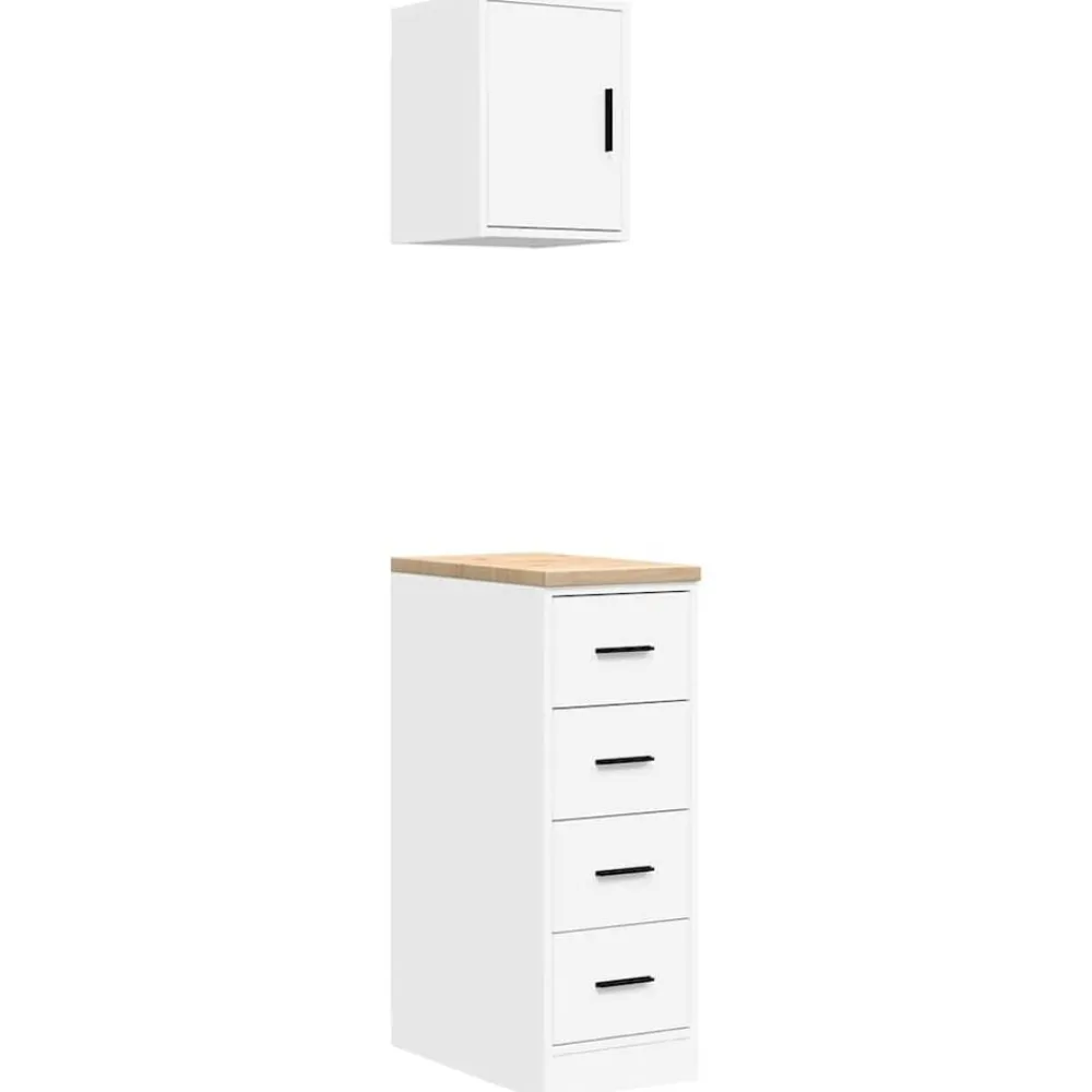 vidaXL Almacenamiento Industrial-Armarios 2 uds para garaje madera de ingeniería
