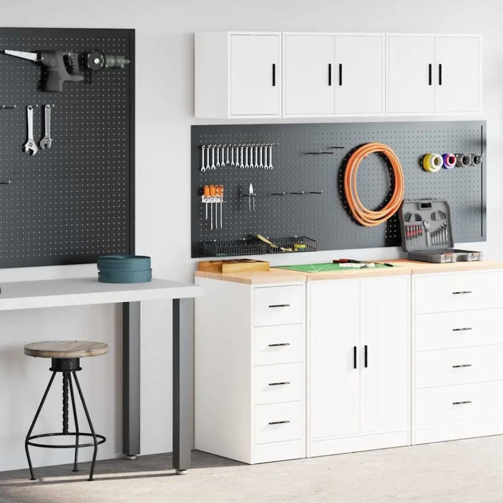 vidaXL Almacenamiento Industrial-Armarios 2 uds para garaje madera de ingeniería