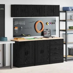 vidaXL Almacenamiento Industrial-Armarios 6 uds para garaje madera de ingeniería