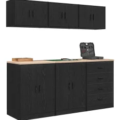 vidaXL Almacenamiento Industrial-Armarios 6 uds para garaje madera de ingeniería