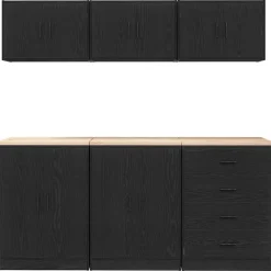 vidaXL Almacenamiento Industrial-Armarios 6 uds para garaje madera de ingeniería