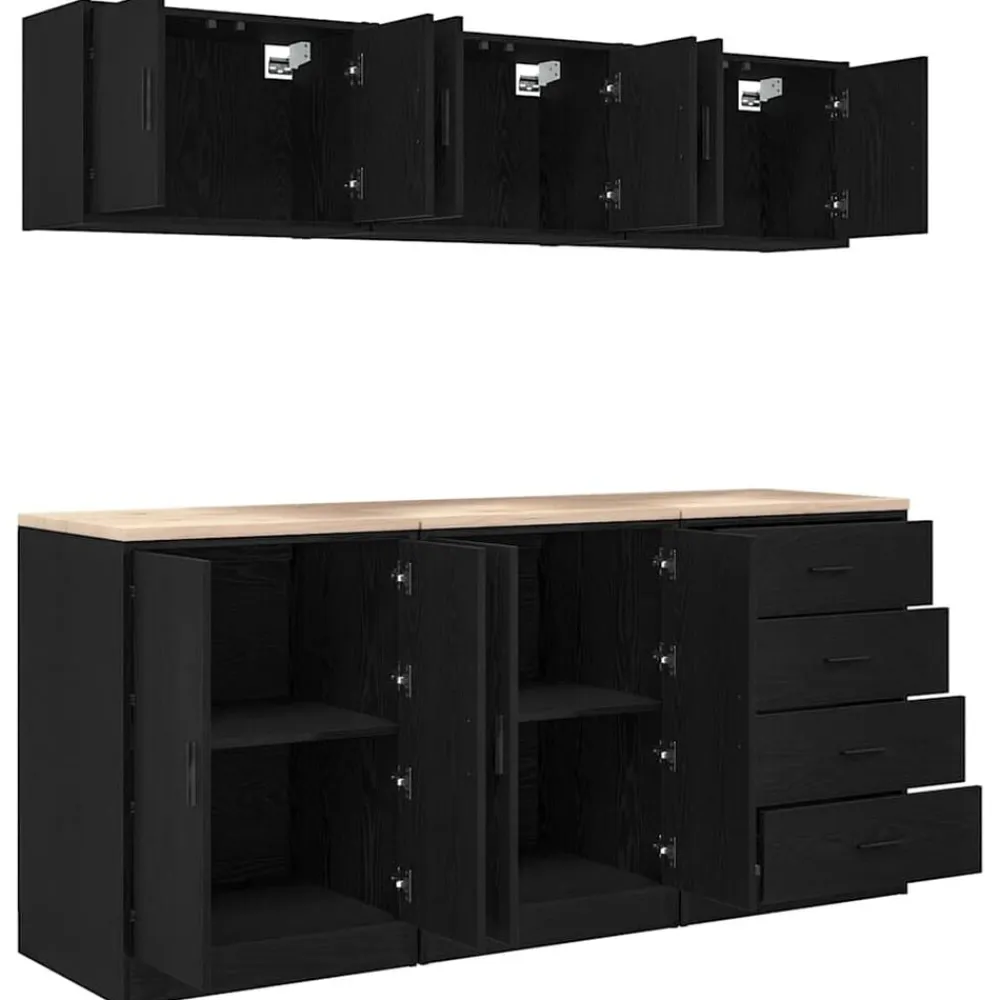 vidaXL Almacenamiento Industrial-Armarios 6 uds para garaje madera de ingeniería
