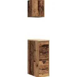 vidaXL Almacenamiento Industrial-Armarios 2 uds para garaje madera ingeniería antigua madera