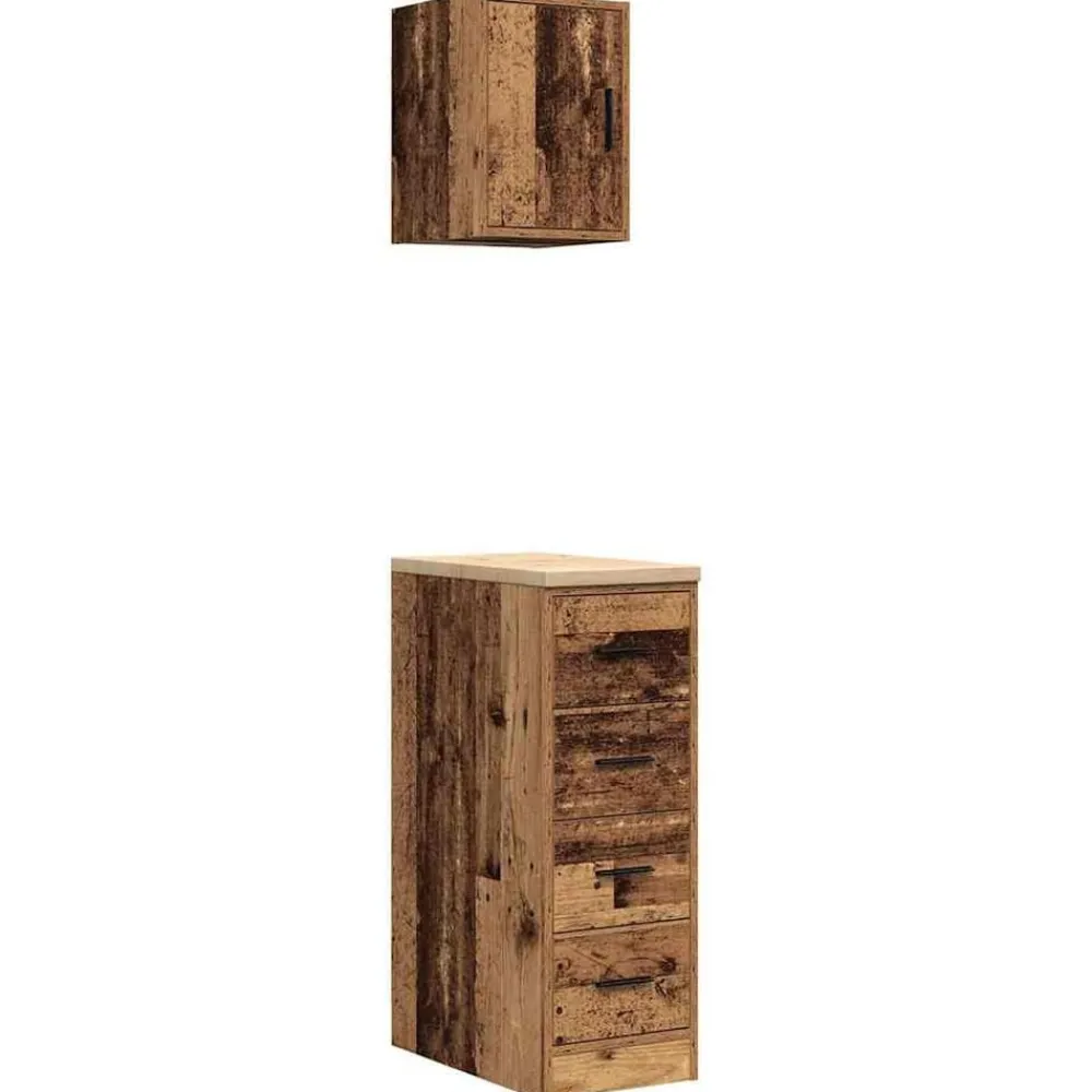 vidaXL Almacenamiento Industrial-Armarios 2 uds para garaje madera ingeniería antigua madera