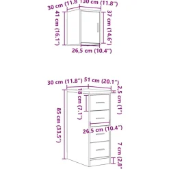 vidaXL Almacenamiento Industrial-Armarios 2 uds para garaje madera ingeniería antigua madera