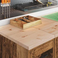 vidaXL Almacenamiento Industrial-Armarios 2 uds para garaje madera ingeniería antigua madera