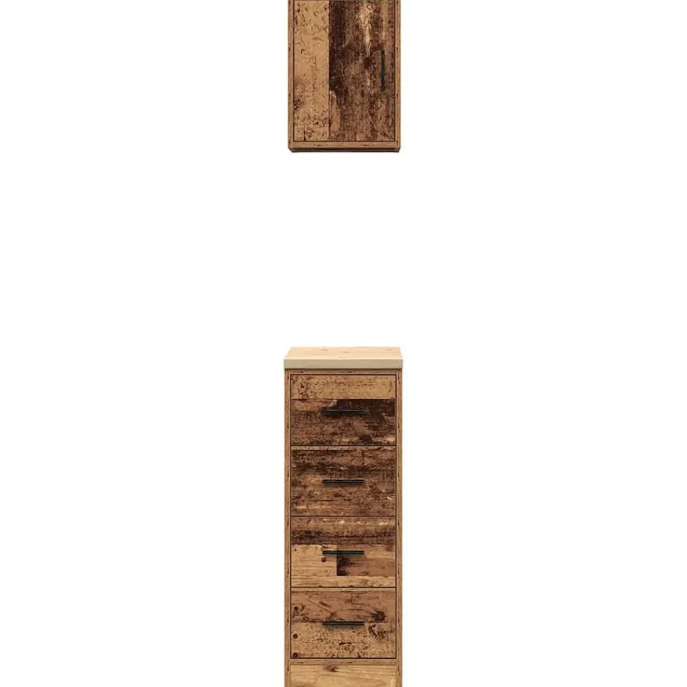 vidaXL Almacenamiento Industrial-Armarios 2 uds para garaje madera ingeniería antigua madera