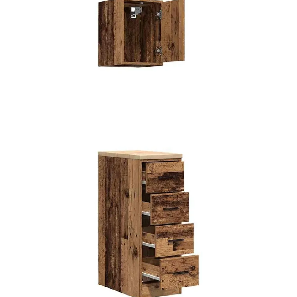vidaXL Almacenamiento Industrial-Armarios 2 uds para garaje madera ingeniería antigua madera