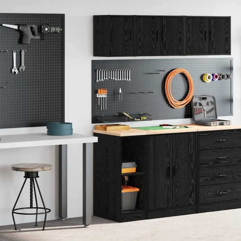 vidaXL Armarios 2 uds para garaje madera de ingeniería Negro Online