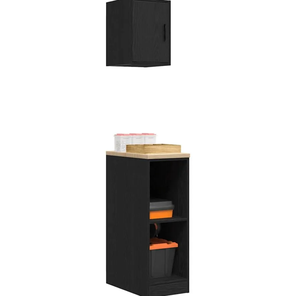 vidaXL Armarios 2 uds para garaje madera de ingeniería Negro Online