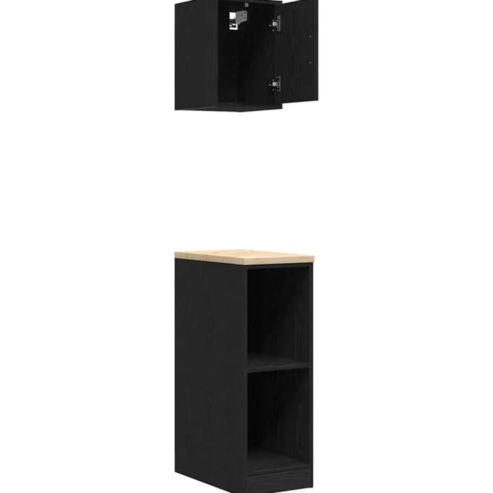 vidaXL Armarios 2 uds para garaje madera de ingeniería Negro Online