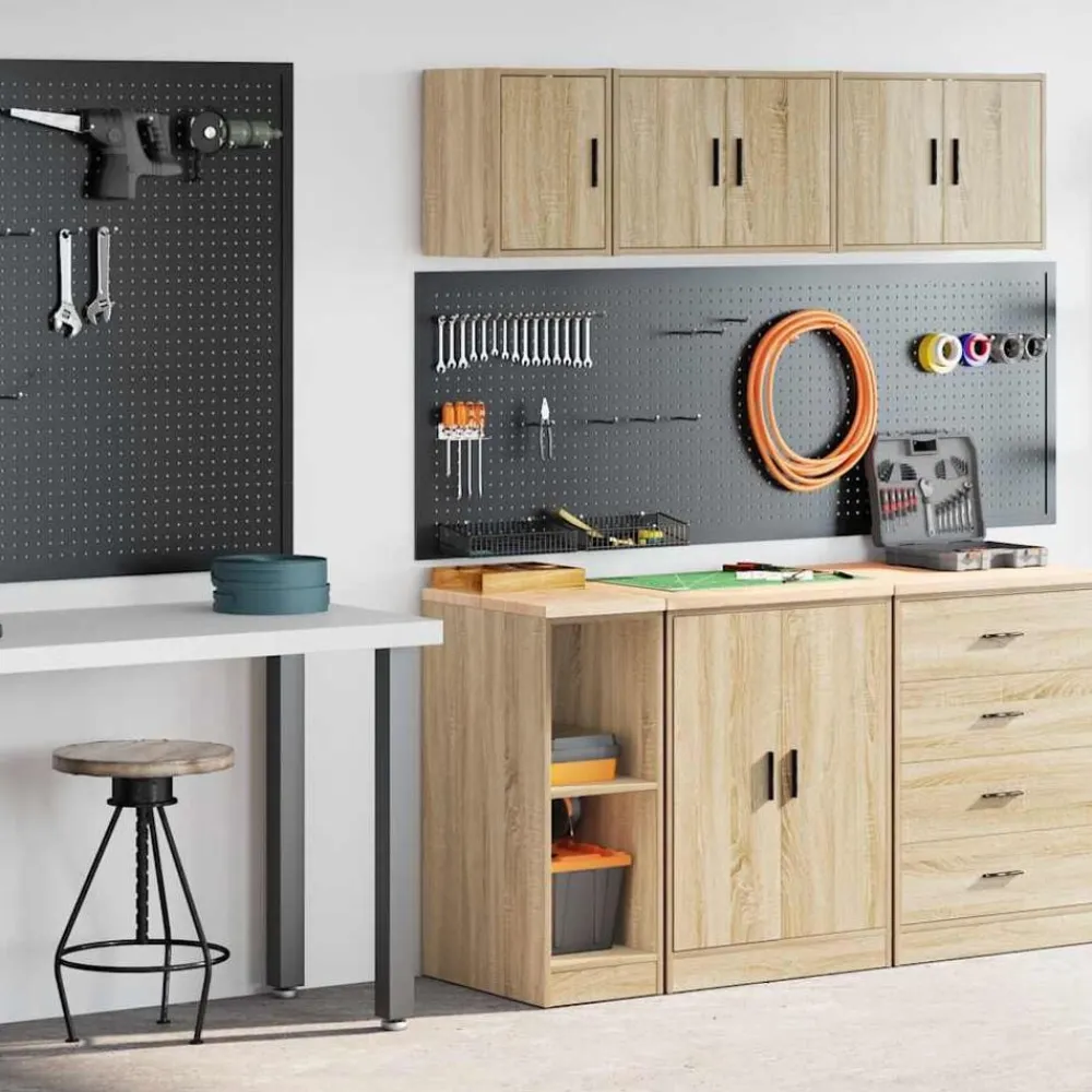 vidaXL Armarios 2 uds para garaje madera de ingeniería Roble Sonoma