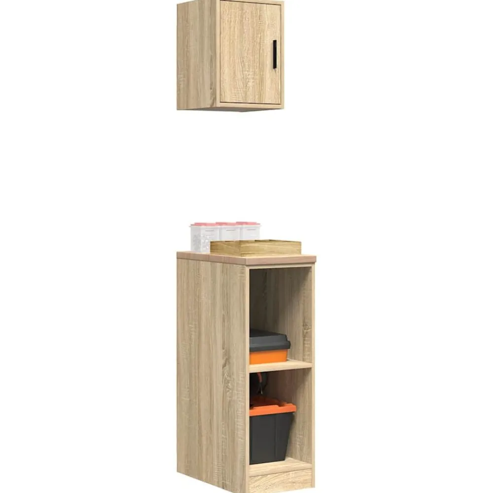 vidaXL Armarios 2 uds para garaje madera de ingeniería Roble Sonoma