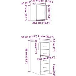 vidaXL Almacenamiento Industrial-Armarios 2 uds para garaje madera de ingeniería ris hormigón