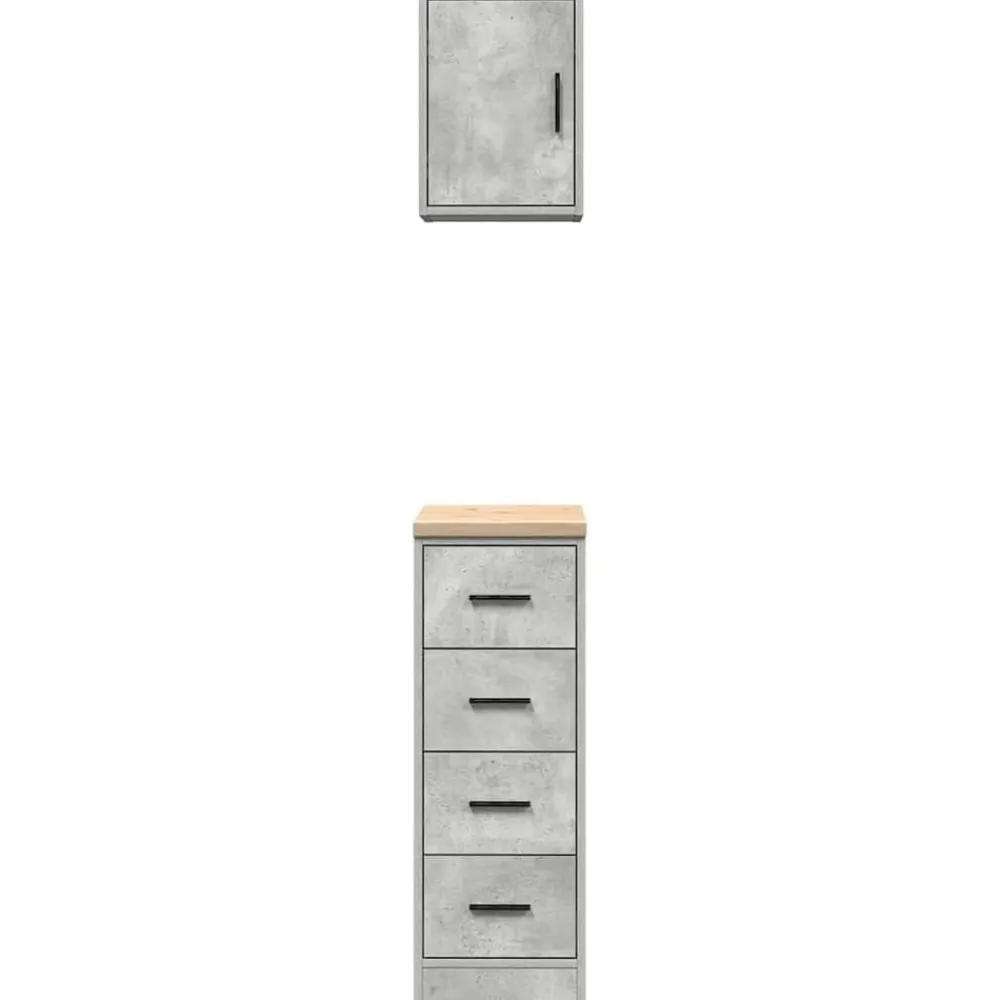 vidaXL Almacenamiento Industrial-Armarios 2 uds para garaje madera de ingeniería ris hormigón