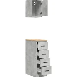 vidaXL Almacenamiento Industrial-Armarios 2 uds para garaje madera de ingeniería ris hormigón
