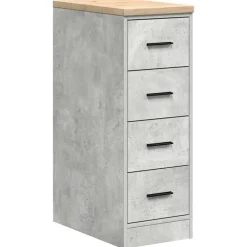 vidaXL Almacenamiento Industrial-Armarios 2 uds para garaje madera de ingeniería ris hormigón