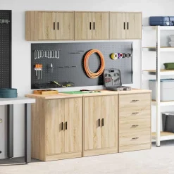 vidaXL Armarios 6 uds para garaje madera de ingeniería Roble Sonoma