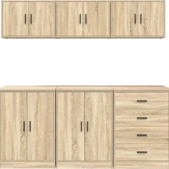 vidaXL Armarios 6 uds para garaje madera de ingeniería Roble Sonoma