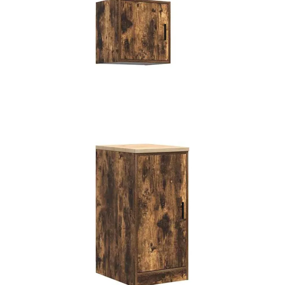 vidaXL Armarios 2 uds para garaje madera ingeniería Roble ahumado Clearance