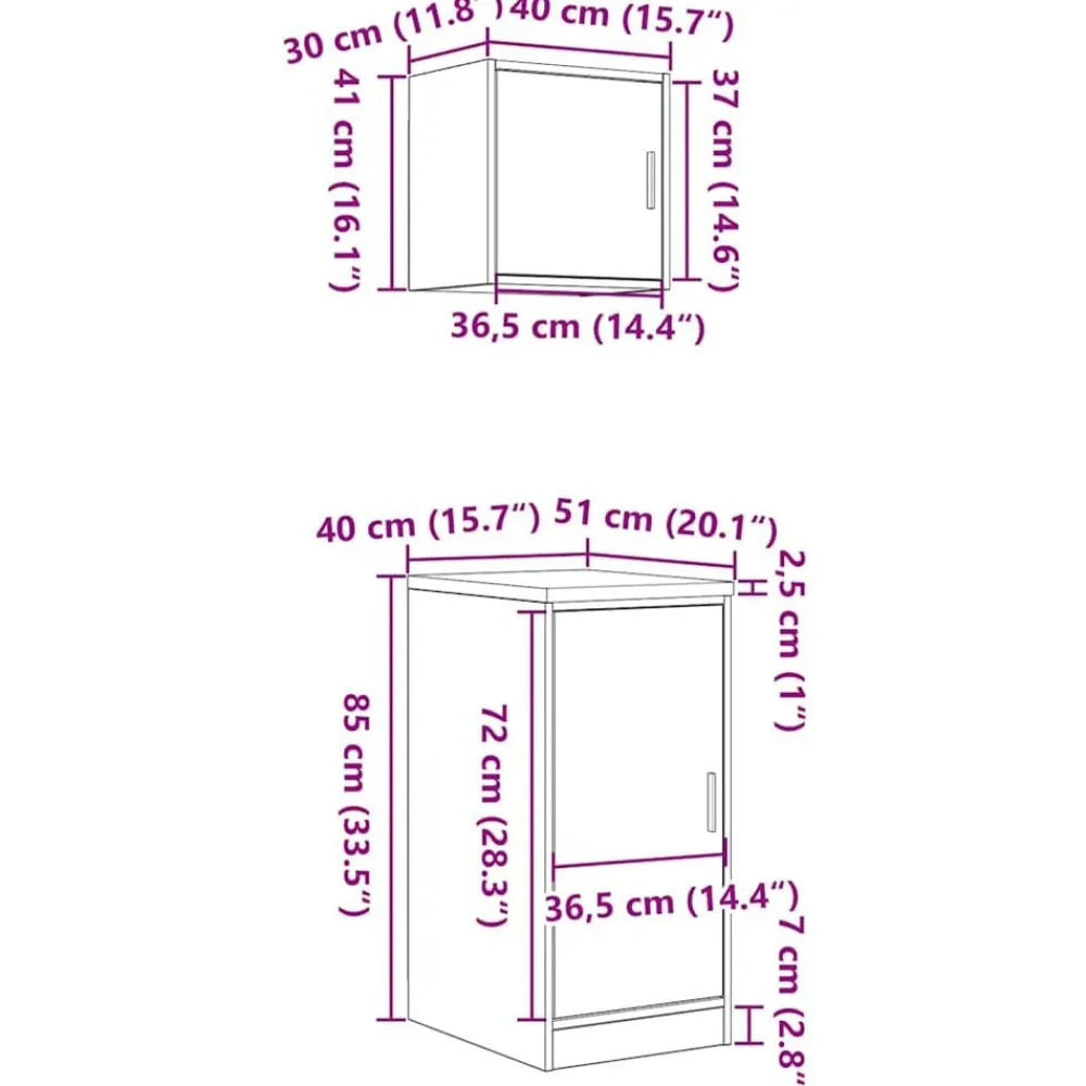 vidaXL Armarios 2 uds para garaje madera ingeniería Roble ahumado Clearance