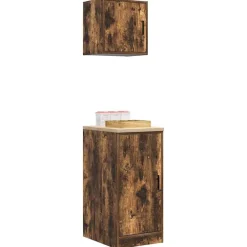 vidaXL Armarios 2 uds para garaje madera ingeniería Roble ahumado Clearance