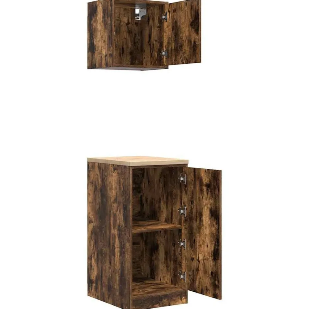 vidaXL Armarios 2 uds para garaje madera ingeniería Roble ahumado Clearance