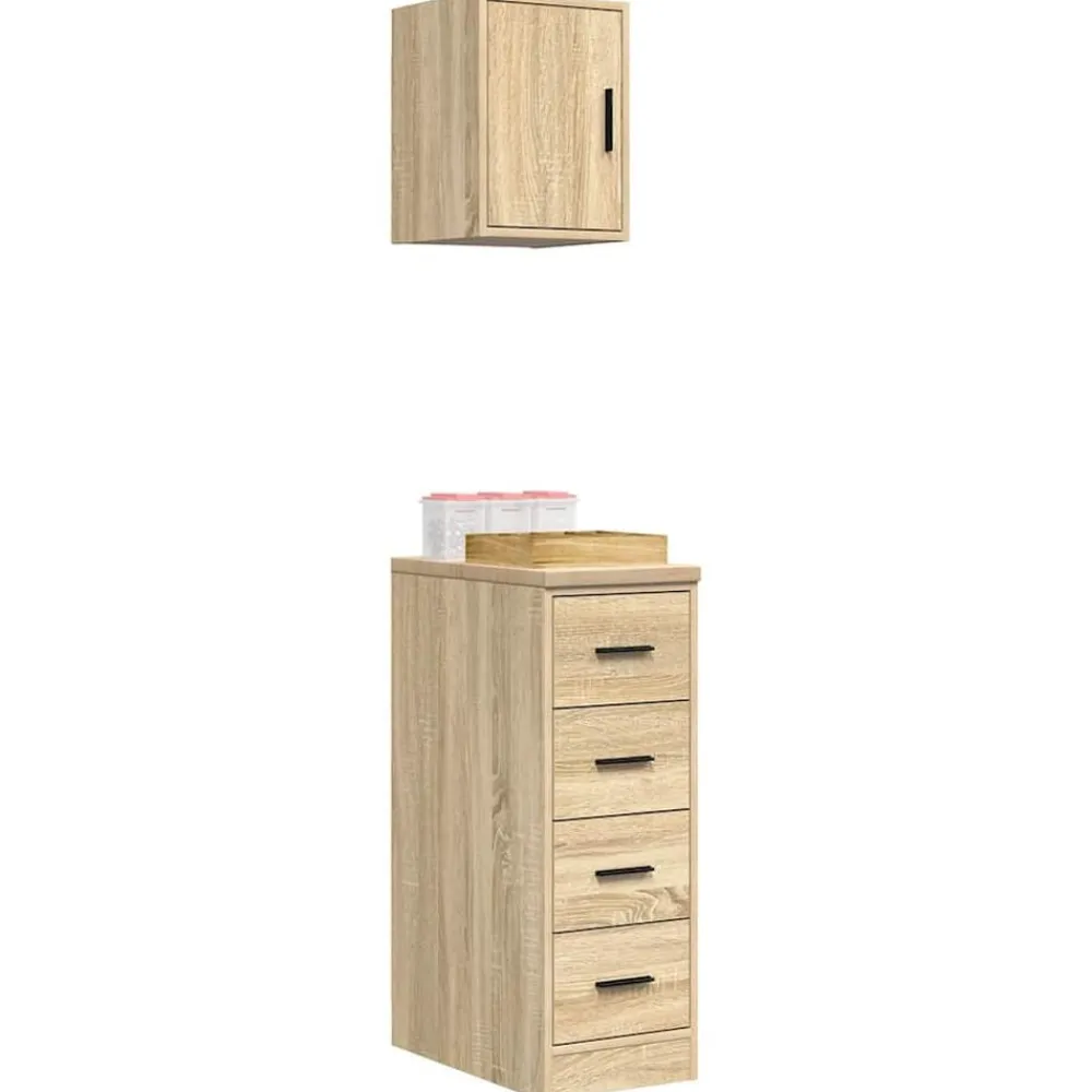 vidaXL Almacenamiento Industrial-Armarios 2 uds para garaje madera de ingeniería