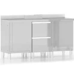 vidaXL Armarios de cocina comerciales 3 piezas de acero inoxidable Discount