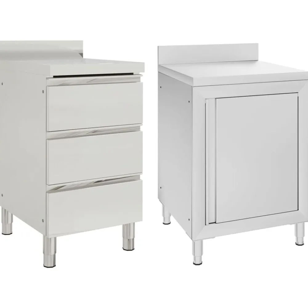 vidaXL Armarios de cocina comercial 2 unidades acero inoxidable Hot