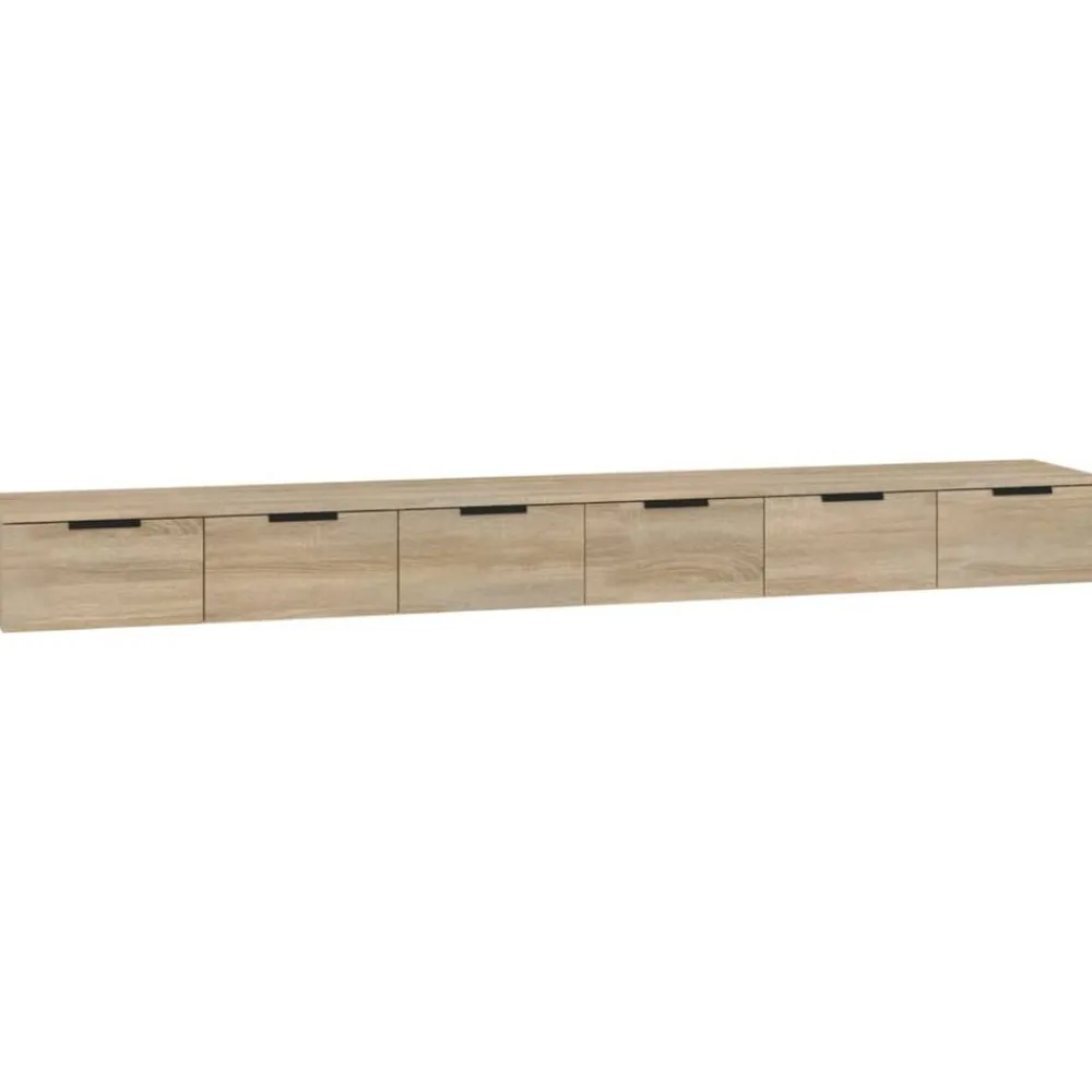vidaXL Estanterías-Armarios de pared 2 uds contrachapada 102x30x20 cm