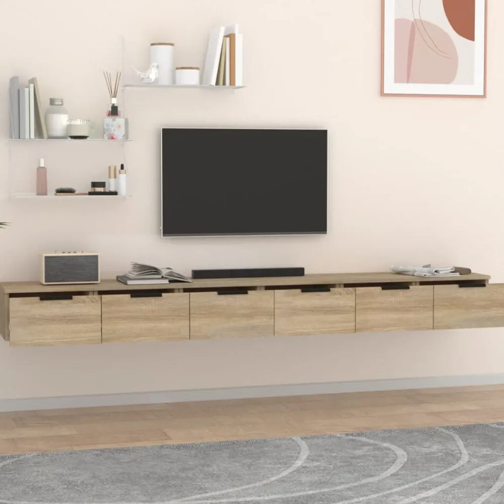 vidaXL Estanterías-Armarios de pared 2 uds contrachapada 102x30x20 cm