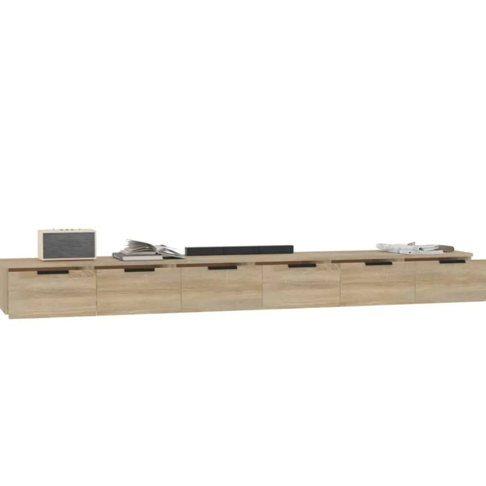 vidaXL Estanterías-Armarios de pared 2 uds contrachapada 102x30x20 cm