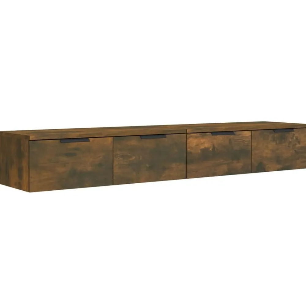 vidaXL Estanterías-Armarios de pared 2 uds contrachapada 68x30x20 cm